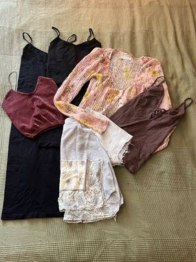 Set of 6 Free People Mixed Crop Top, Tank and Dress Bundle